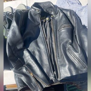 Classic Vanson Black Leather Bomber Jacket